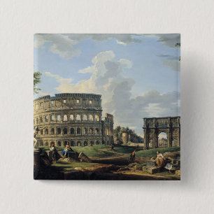 Het Colosseum en de Arch of Constantine Vierkante Button 5,1 Cm
