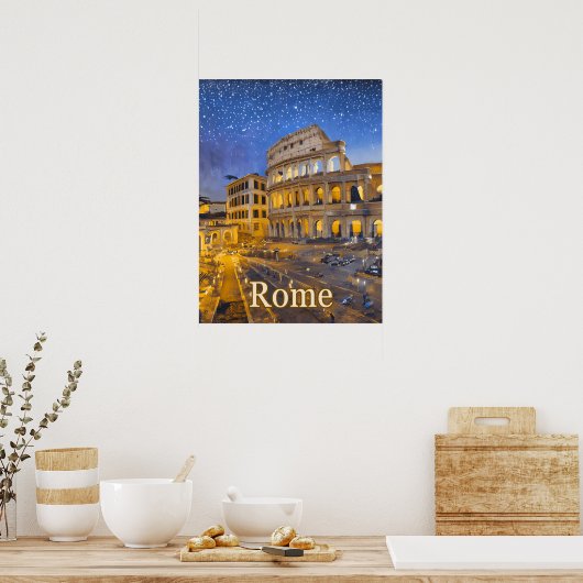 Het Colosseum in Rome 's nachts Poster (Keuken)