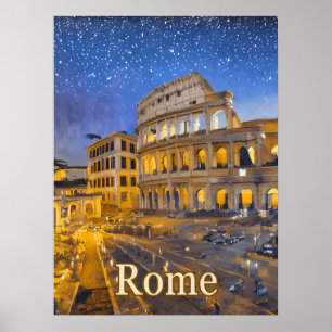 Het Colosseum in Rome 's nachts Poster