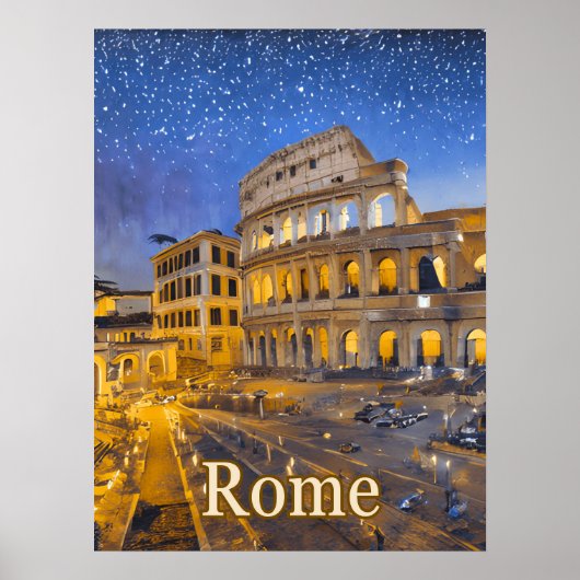 Het Colosseum in Rome 's nachts Poster (Voorkant)
