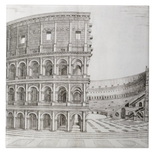 Het Colosseum, ingebouwd in AD 80 (graven) Tegeltje (Voorkant)
