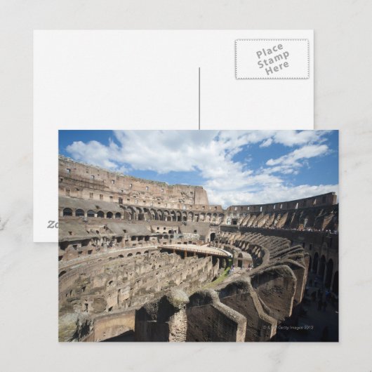 Het Colosseum ligt in Rome, Italië. Het Briefkaart (Voorkant / Achterkant)