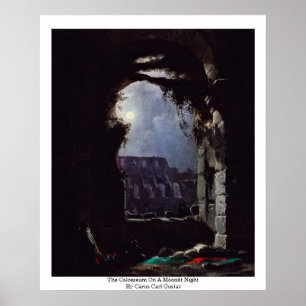 Het Colosseum op een moonlit nacht Poster