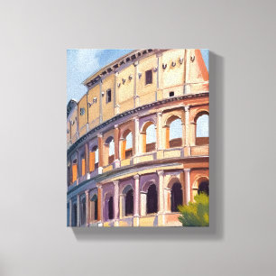 Het Colosseum Rome Aquarel Reizen Canvas Afdruk