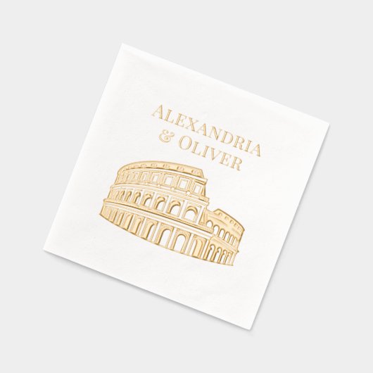 Het Colosseum Rome Italië Paar Namen Folie Servetten (Links)