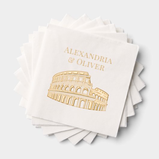 Het Colosseum Rome Italië Paar Namen Folie Servetten (Insitu (Gestapeld))