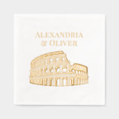 Het Colosseum Rome Italië Paar Namen Folie Servetten (Voorkant)