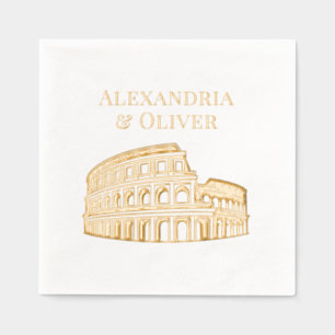 Het Colosseum Rome Italië Paar Namen Folie Servetten