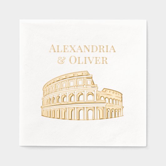 Het Colosseum Rome Italië Paar Namen Folie Servetten (Voorkant)