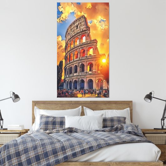 Het Colosseum schilderij bij zonsondergang Rome, I Canvas Afdruk (Insitu (Slaapkamer))