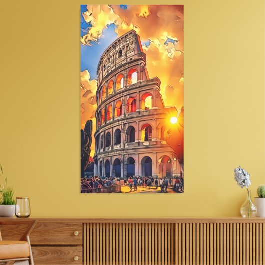 Het Colosseum schilderij bij zonsondergang Rome, I Canvas Afdruk (Insitu (Woonkamer))