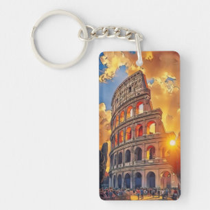 Het Colosseum schilderij bij zonsondergang Rome, I Sleutelhanger