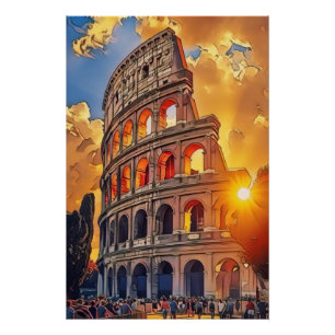 Het Colosseum schilderij bij zonsondergang Rome It Perfect Poster