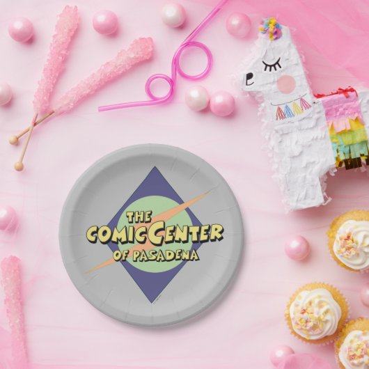 Het Comic Center van Pasadena Papieren Bordje (Feest)