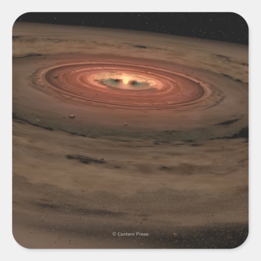 Het concept mini-zonnestelsel van kunstenaars in h vierkante sticker (Voorkant)