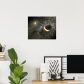 Het concept ruimtevaartbotsing van kunstenaars in poster (Thuiskantoor)
