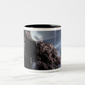 Het concept van de diepgravende botenteller van de tweekleurige koffiemok (Center)