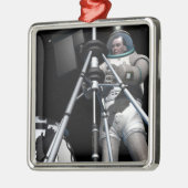 Het concept van de kunstenaar voor de toekomstige metalen ornament (Links)