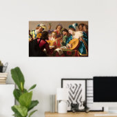 Het concert - Gerrit van Honthorst Fine Art Poster (Thuiskantoor)
