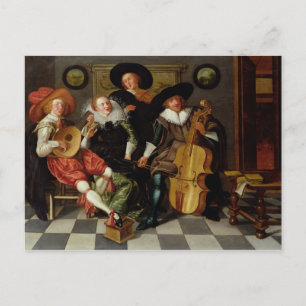 Het concert (olie op het paneel) briefkaart