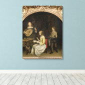 Het concert: Singer en Theorbo Player Canvas Afdruk (Insitu (Houten vloer))