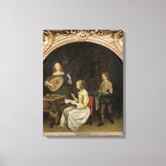 Het concert: Singer en Theorbo Player Canvas Afdruk (Voorkant)
