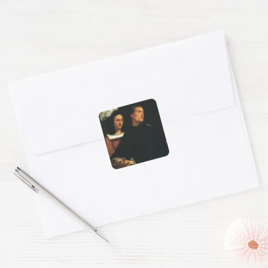 Het concert van de Titische  Renaissance Fine Art Vierkante Sticker (Envelop)