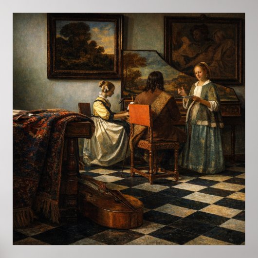 Het Concert van Johannes Vermeer Poster (Voorkant)