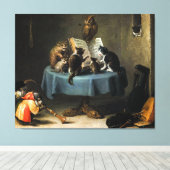Het concert van Katten door David Teniers de Young Canvas Afdruk (Insitu (Houten vloer))