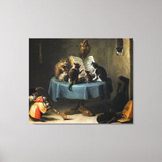 Het concert van Katten door David Teniers de Young Canvas Afdruk