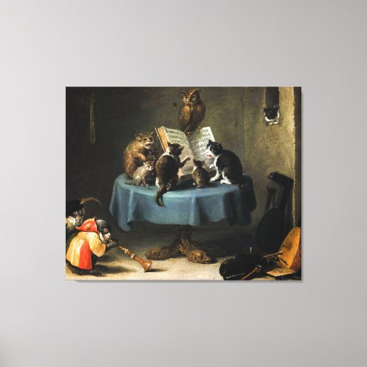 Het concert van Katten door David Teniers de Young Canvas Afdruk (Voorkant)