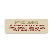 het contactinformatie van het terugkeeradres over  etiket (Voorkant)