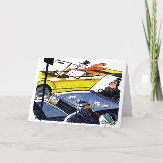 Het convertibele Man van de Sneeuw Feestdagen Kaart (Voorkant)