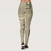 het coole oude  patroon van de cataloguskrant leggings (Achterkant)