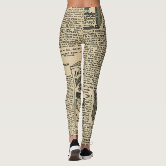 het coole oude  patroon van de cataloguskrant leggings (Achterkant)
