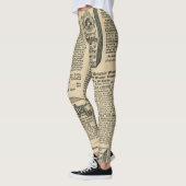 het coole oude  patroon van de cataloguskrant leggings (Links)