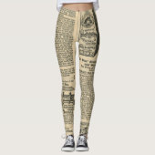 het coole oude  patroon van de cataloguskrant leggings (Voorkant)