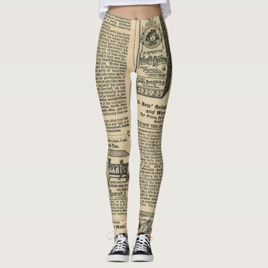 het coole oude  patroon van de cataloguskrant leggings (Voorkant)