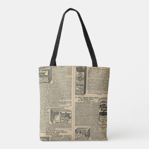 het coole oude patroon van de cataloguskrant tote bag