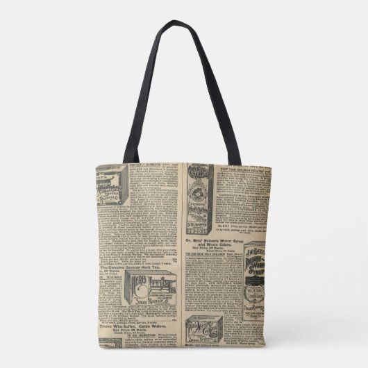 het coole oude patroon van de cataloguskrant tote bag (Achterkant)