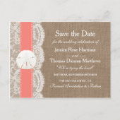 Het Coral Sand Dollar Collectie Save The Date Aankondigingskaart (Voorkant)