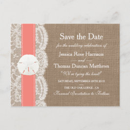 Het Coral Sand Dollar Collectie Save The Date Aankondigingskaart