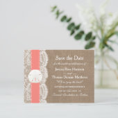 Het Coral Sand Dollar Collectie Save The Date Aankondigingskaart (Staand voorkant)