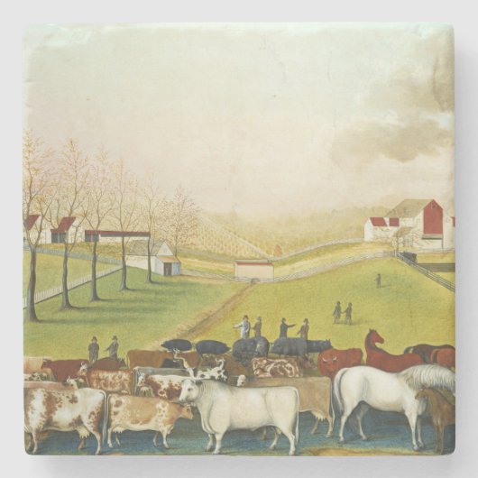Het Cornell Boerderij (landschap Pennsylvania) Stenen Onderzetter (Voorkant)