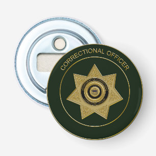 Het correctionele Kenteken van de Ambtenaar grn-om Button Flesopener