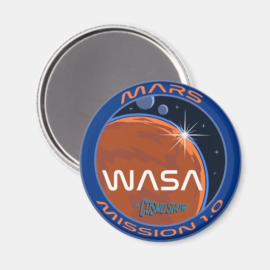 Het Cosmo Show | WASA Mission Patch Ronde magneet (Voorkant / Achterkant)