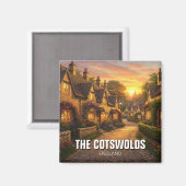 Het Cotswolds Village Briefkaart Magneet (Voorkant / Achterkant)