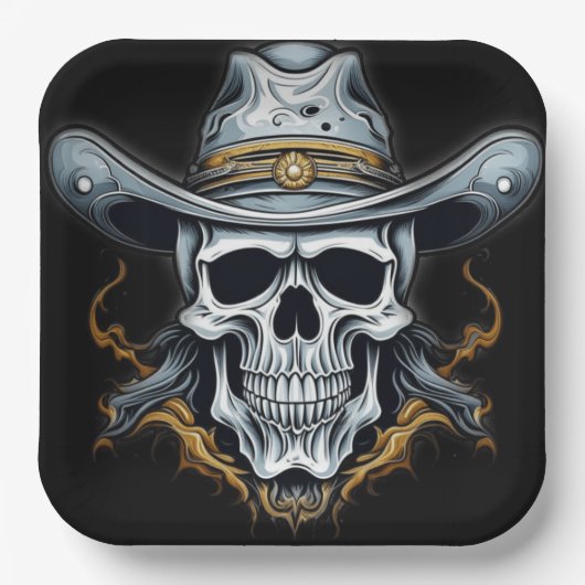 Het cowboyskelet papieren bordje (Voorkant)