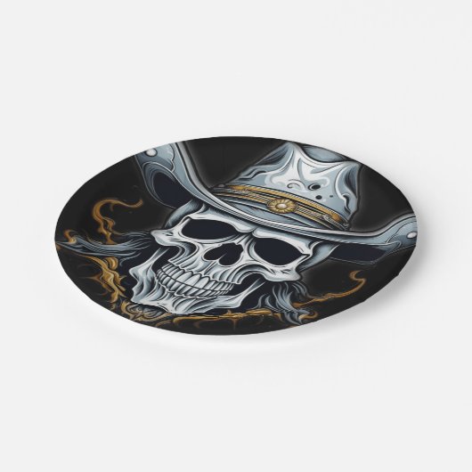 Het cowboyskelet papieren bordje (Gekanteld)