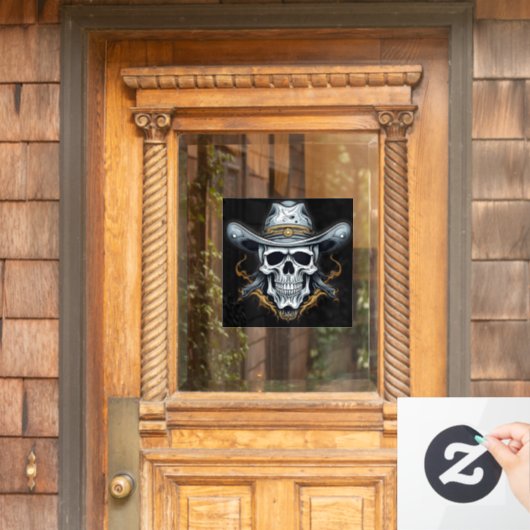 Het cowboyskelet raamsticker (Huis Deur)